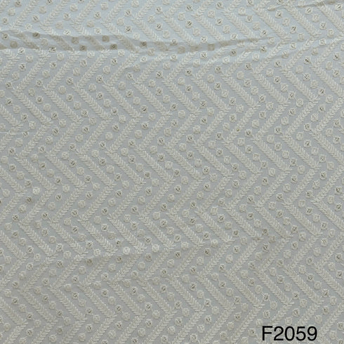 Dyeable Thread Sequins Embroidered Georgette Fabric - F2059